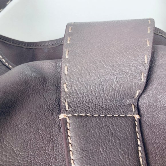 Talbots taupe pebbled leather boho shoulder bag - Picture 7 of 8